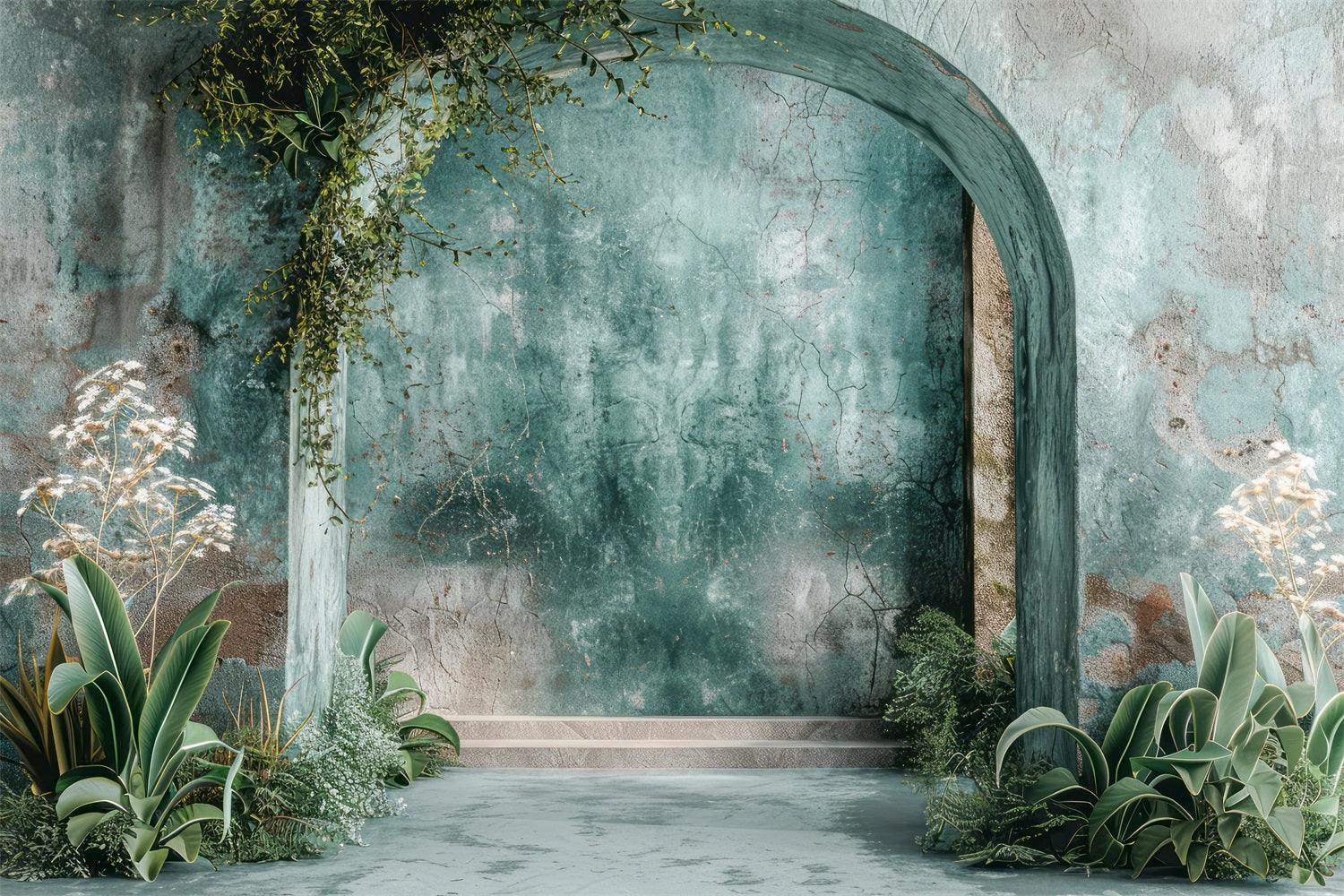 Toile de fond Mur texturé vintage plantes Boho BRP10-59