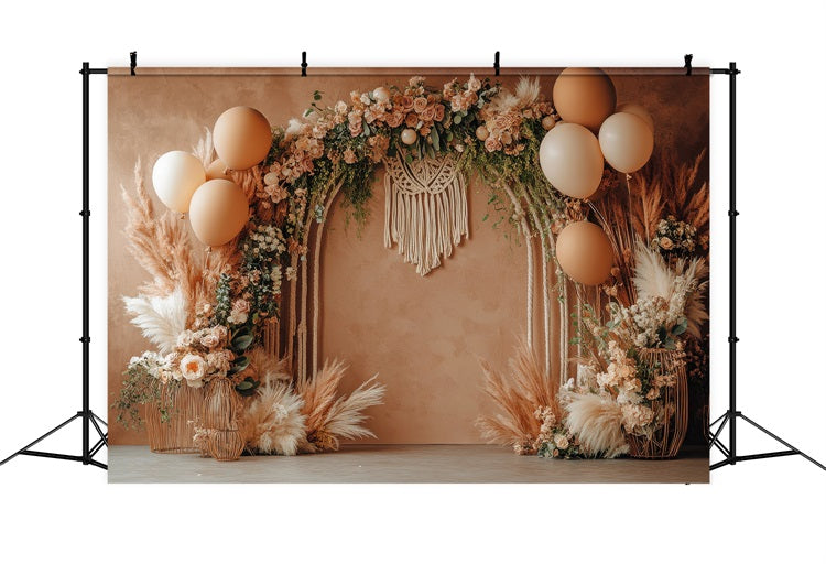 Toile De Fond Boho Ballons Accent Macramé Floraux BRP10-590