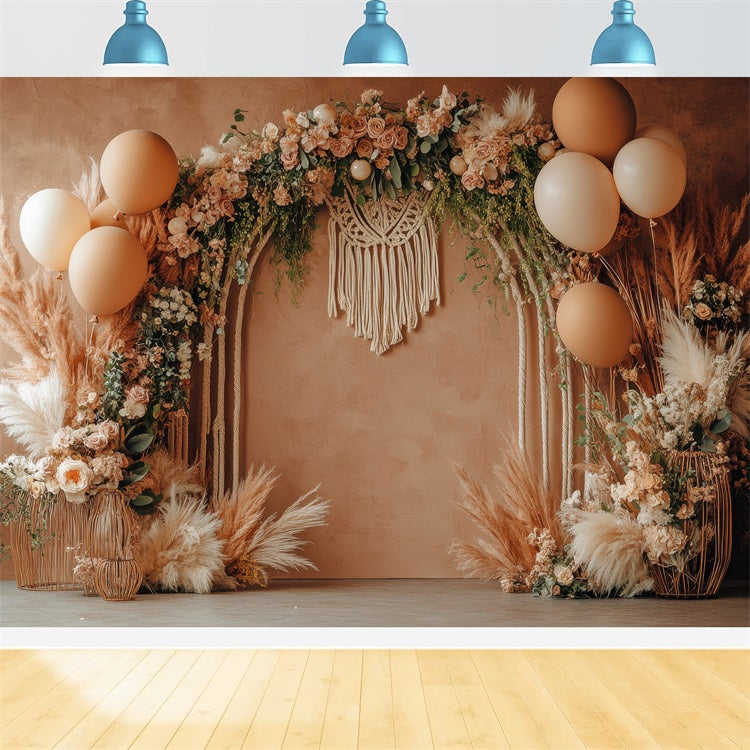 Toile De Fond Boho Ballons Accent Macramé Floraux BRP10-590