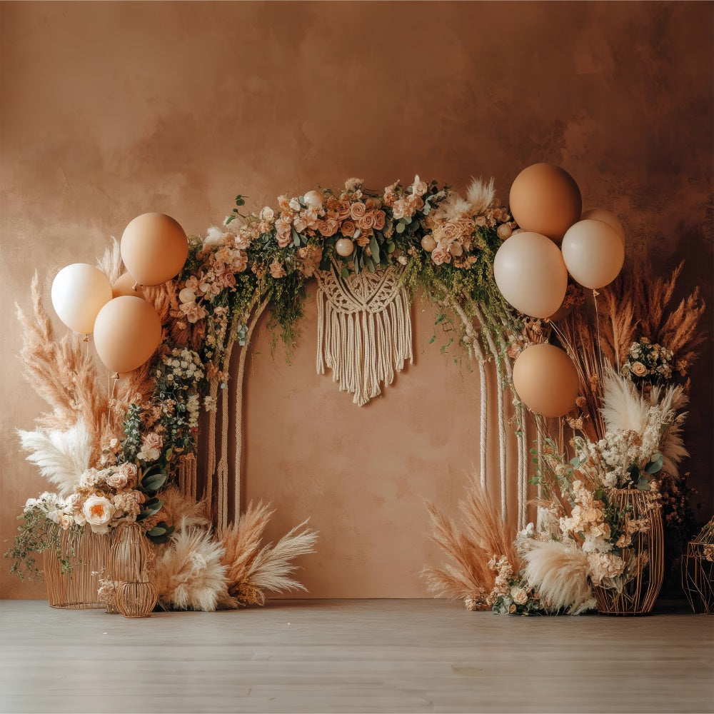 Toile De Fond Boho Ballons Accent Macramé Floraux BRP10-590