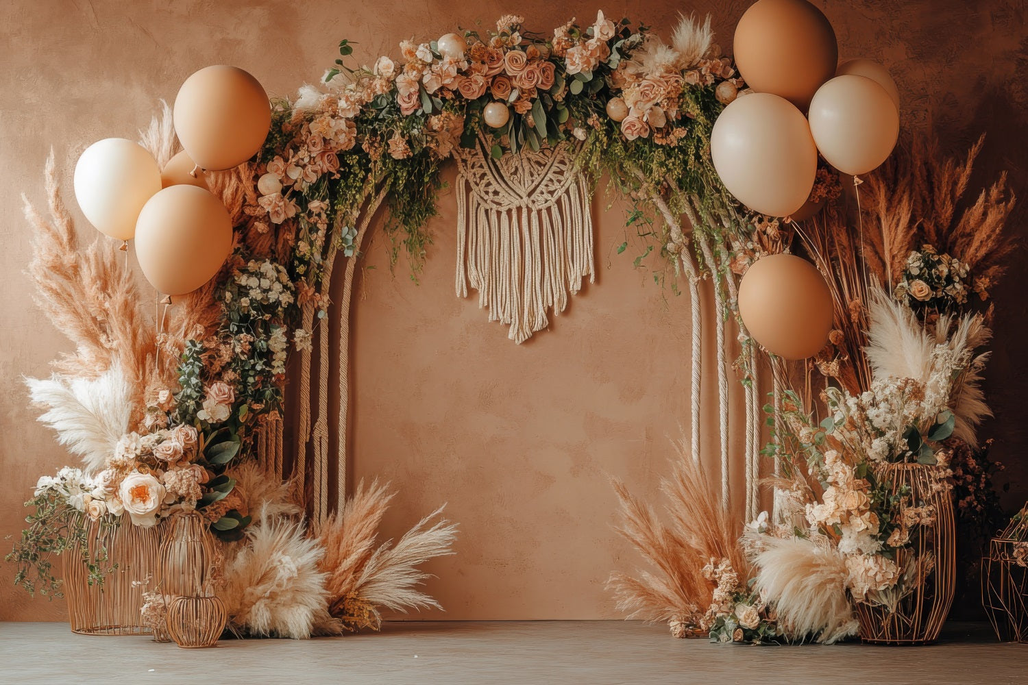 Toile De Fond Boho Ballons Accent Macramé Floraux BRP10-590