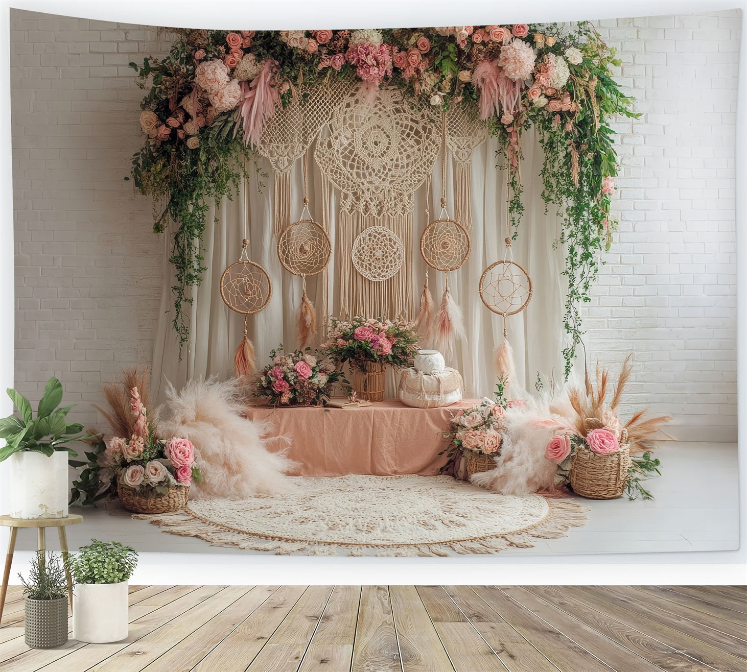 Toile De Fond Boho Art Mur Capteur De Rêves Floral BRP10-591