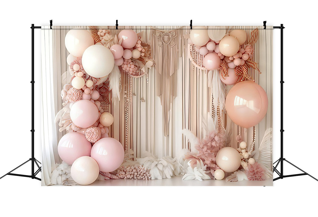 Toile De Fond Boho Ballons Macramé Floraux BRP10-595