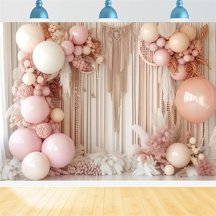Toile De Fond Boho Ballons Macramé Floraux BRP10-595