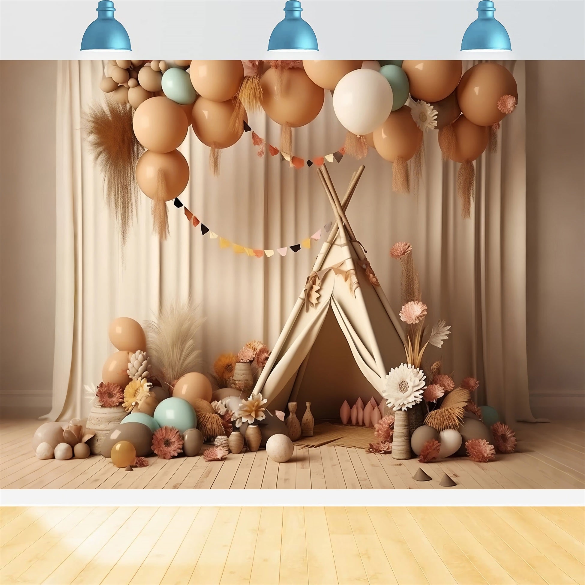 Toile De Fond Boho Tipi Fête Ballons BRP10-597