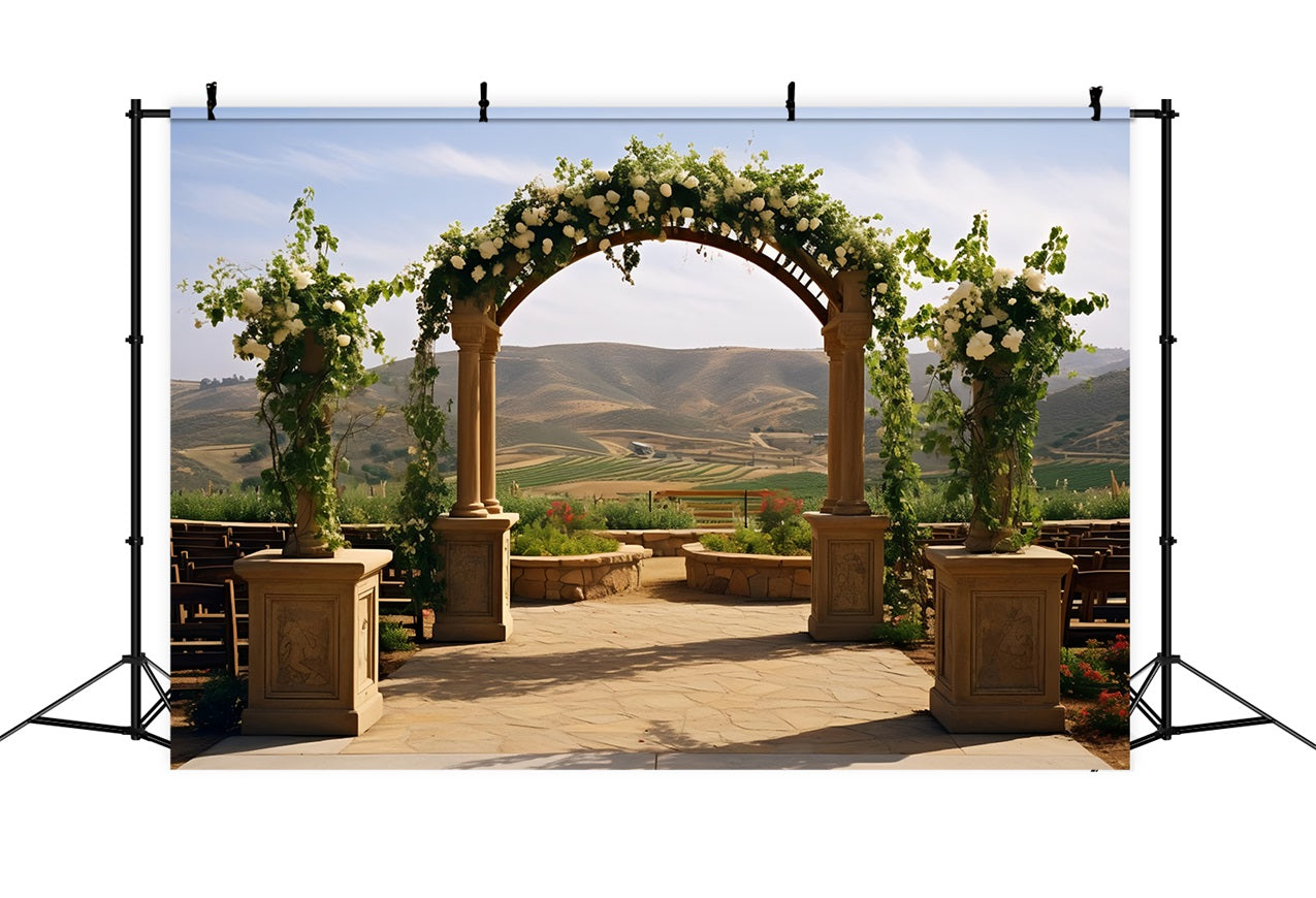 Toile De Fond Bohémien Décoration Arche Florale Collines BRP10-610