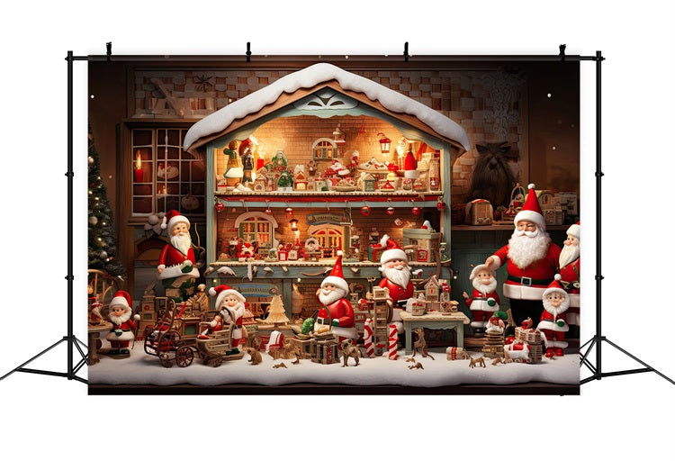 Toile De Fond Noël Atelier Du Père Noël Cadeaux Photographie BRP10-617