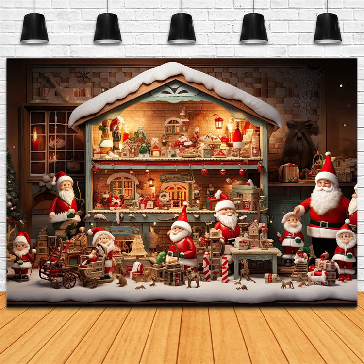 Toile De Fond Noël Atelier Du Père Noël Cadeaux Photographie BRP10-617