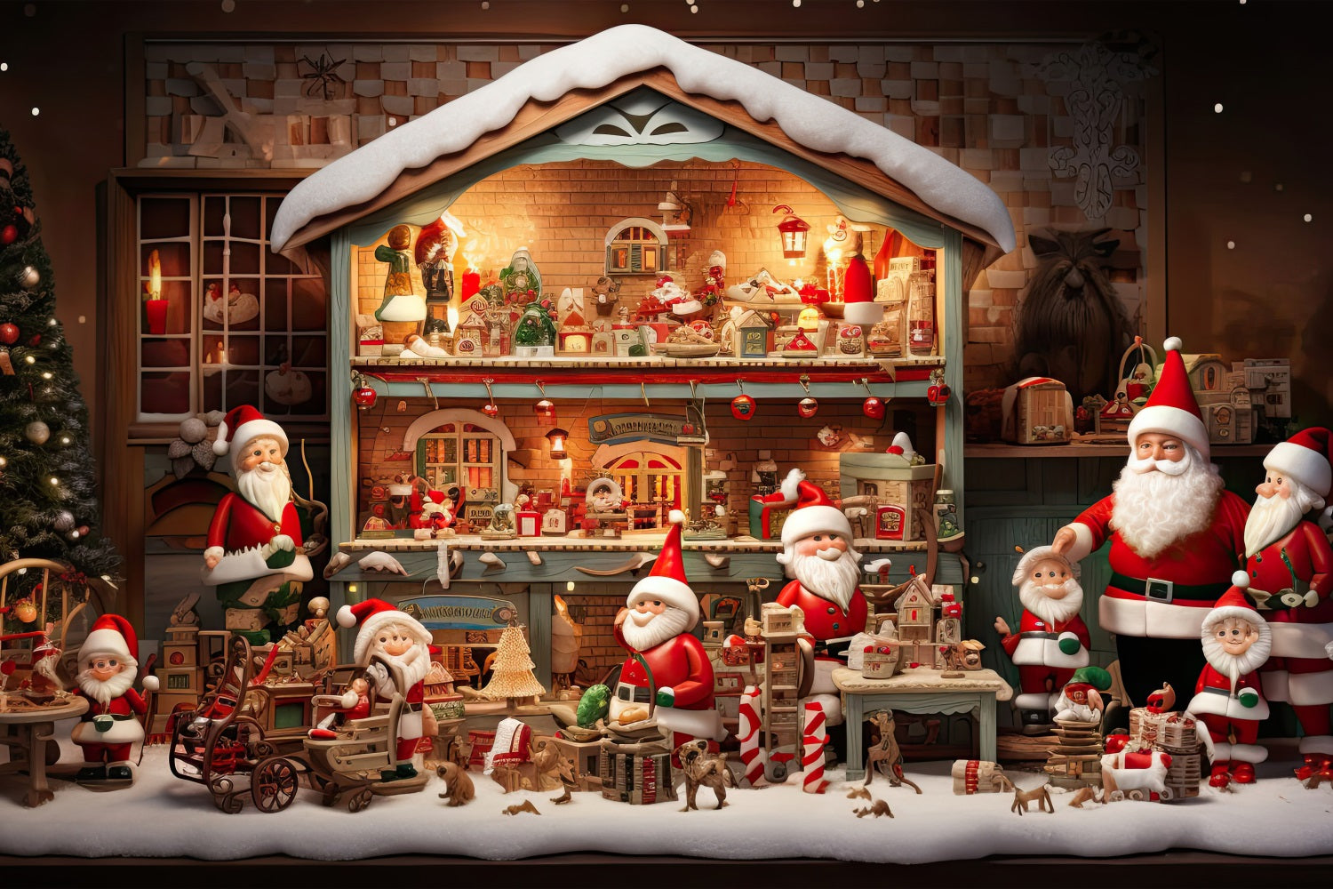 Toile De Fond Noël Atelier Du Père Noël Cadeaux Photographie BRP10-617
