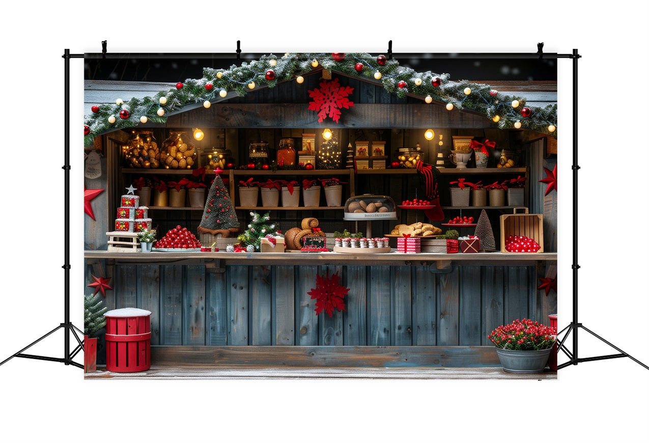 Toile De Fond Noël Atelier Du Père Noël Cabane Gourmandises Photoshoot BRP10-624