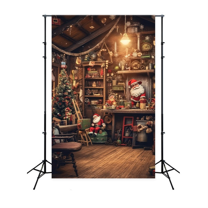 Toile De Fond Noël Atelier Du Père Noël Jouets Cadeaux BRP10-634