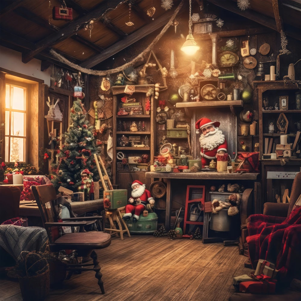 Toile De Fond Noël Atelier Du Père Noël Jouets Cadeaux BRP10-634