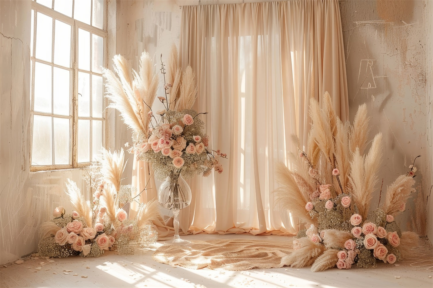 Toile de fond Scène florale bohème douce drapée BRP10-68