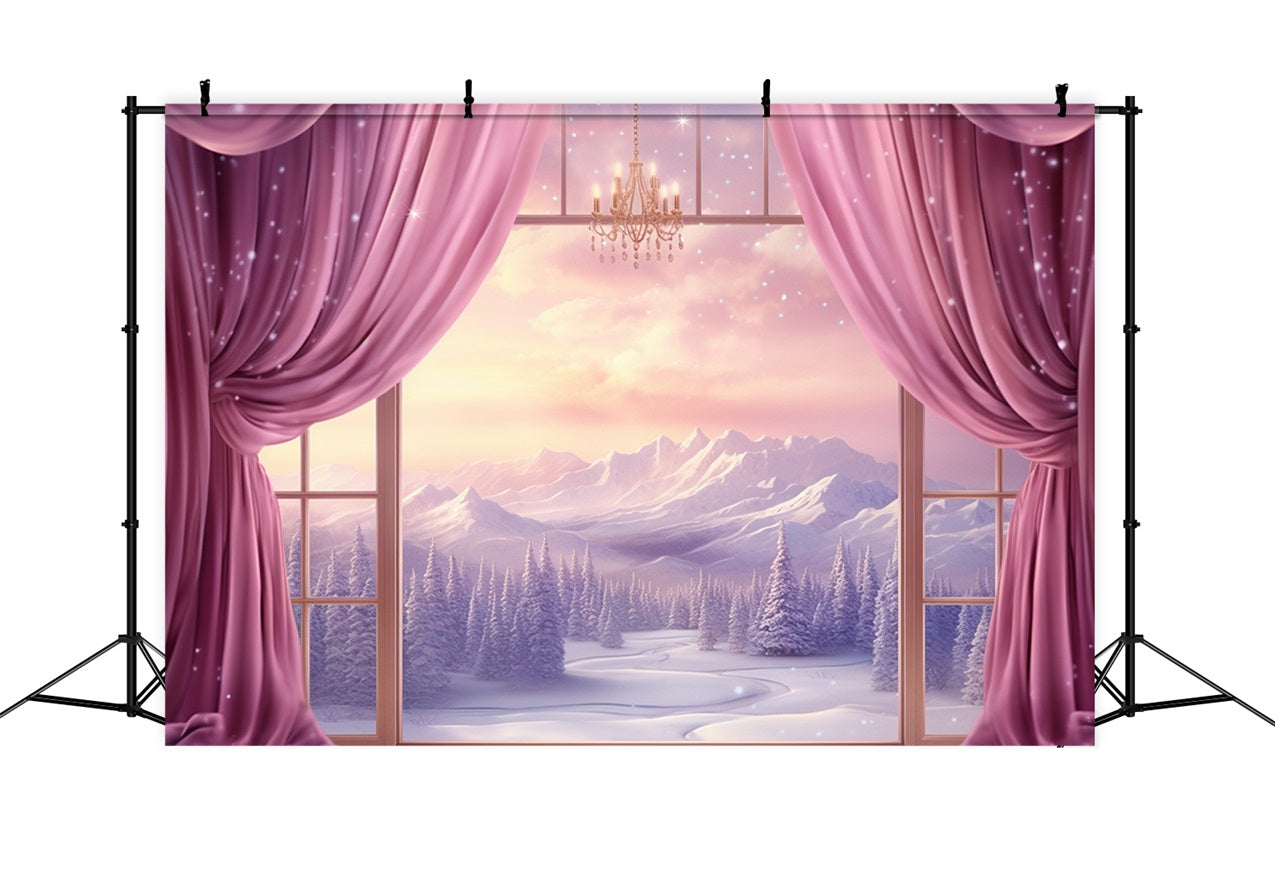 Toile de fond Montagnes enneigées vue depuis fenêtre BRP10-7