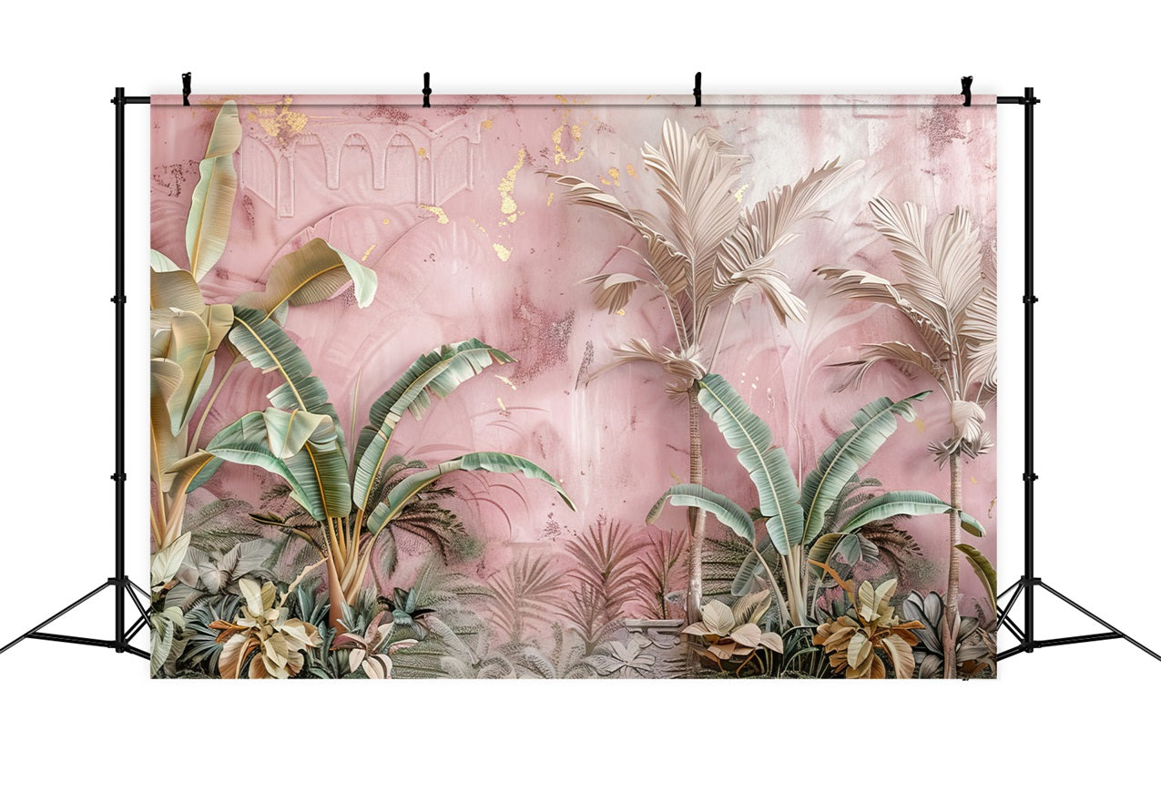 Toile de fond Scène tropique bohème élégante rose BRP10-79