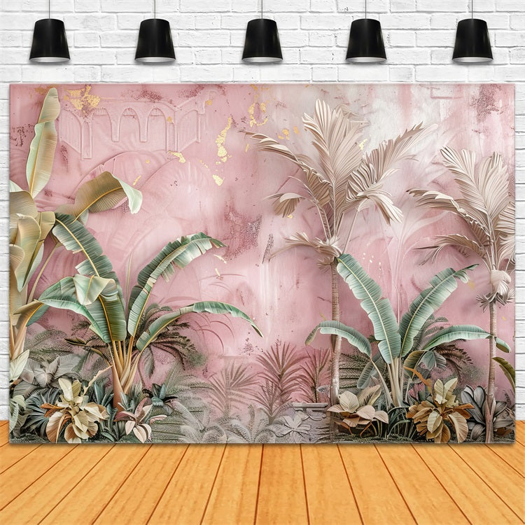 Toile de fond Scène tropique bohème élégante rose BRP10-79