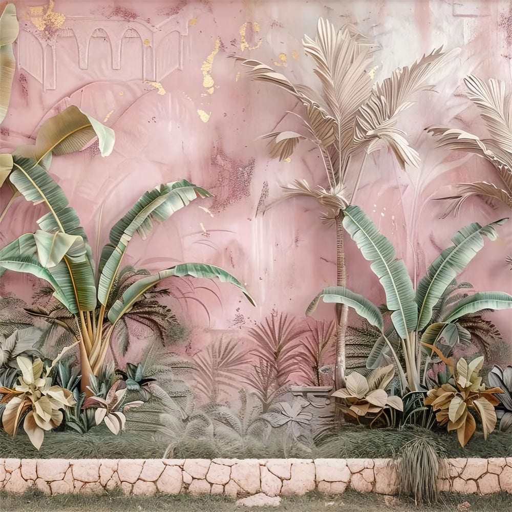 Toile de fond Scène tropique bohème élégante rose BRP10-79