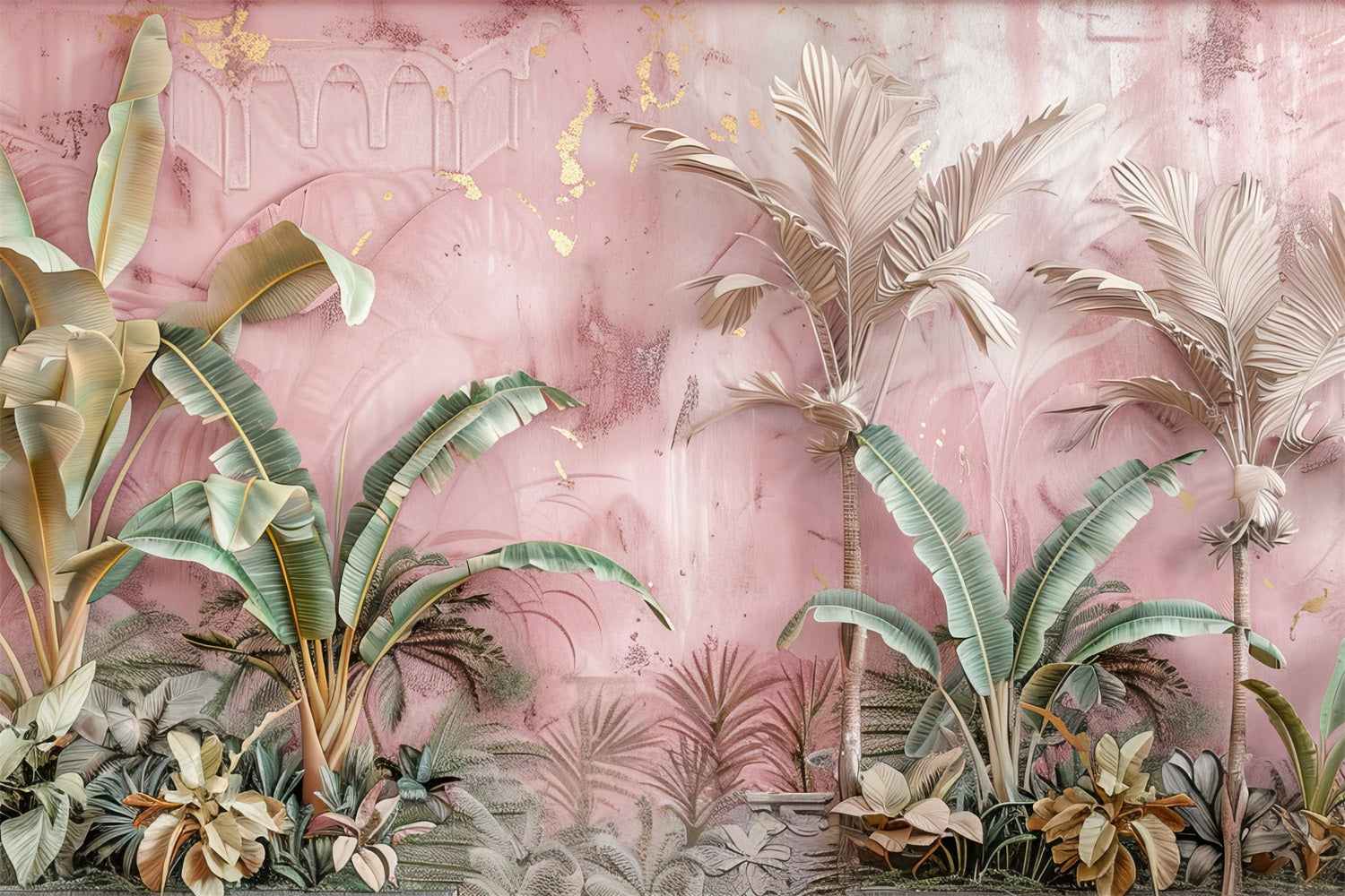 Toile de fond Scène tropique bohème élégante rose BRP10-79