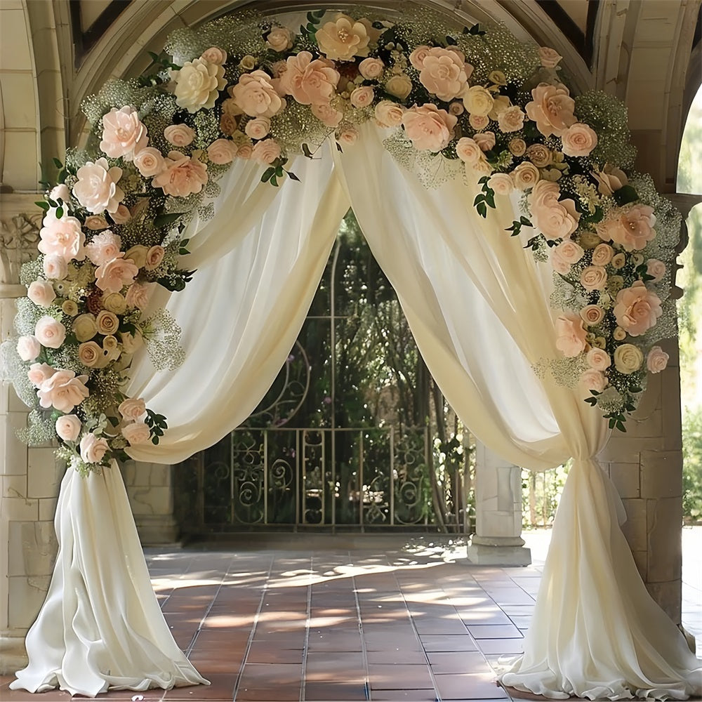 Toile de fond Arche florale bohème rideaux blancs BRP10-80