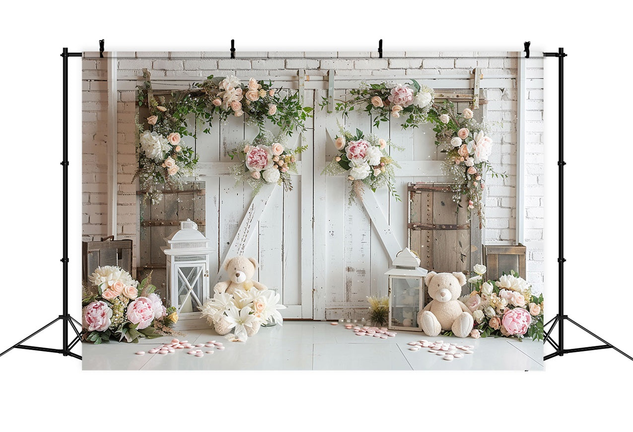 Toile de fond Mariage romantique fleurs blanches bohème BRP10-95