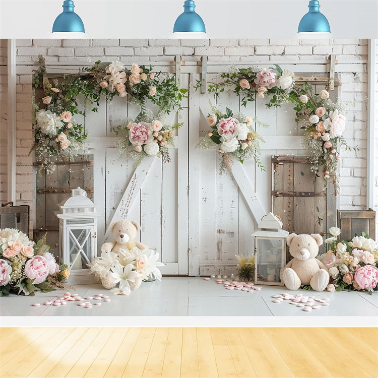 Toile de fond Mariage romantique fleurs blanches bohème BRP10-95