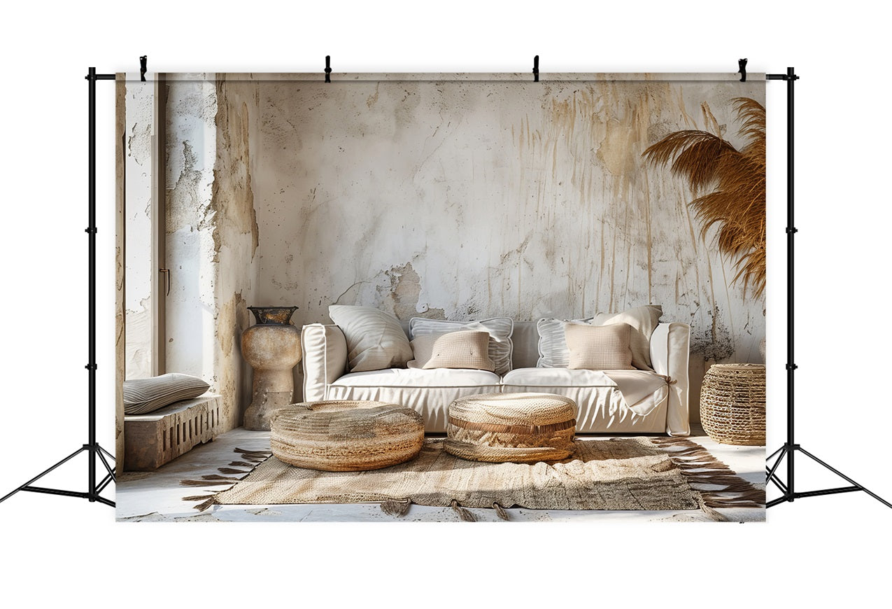 Toile de fond Salon beige douillet bohème BRP10-99