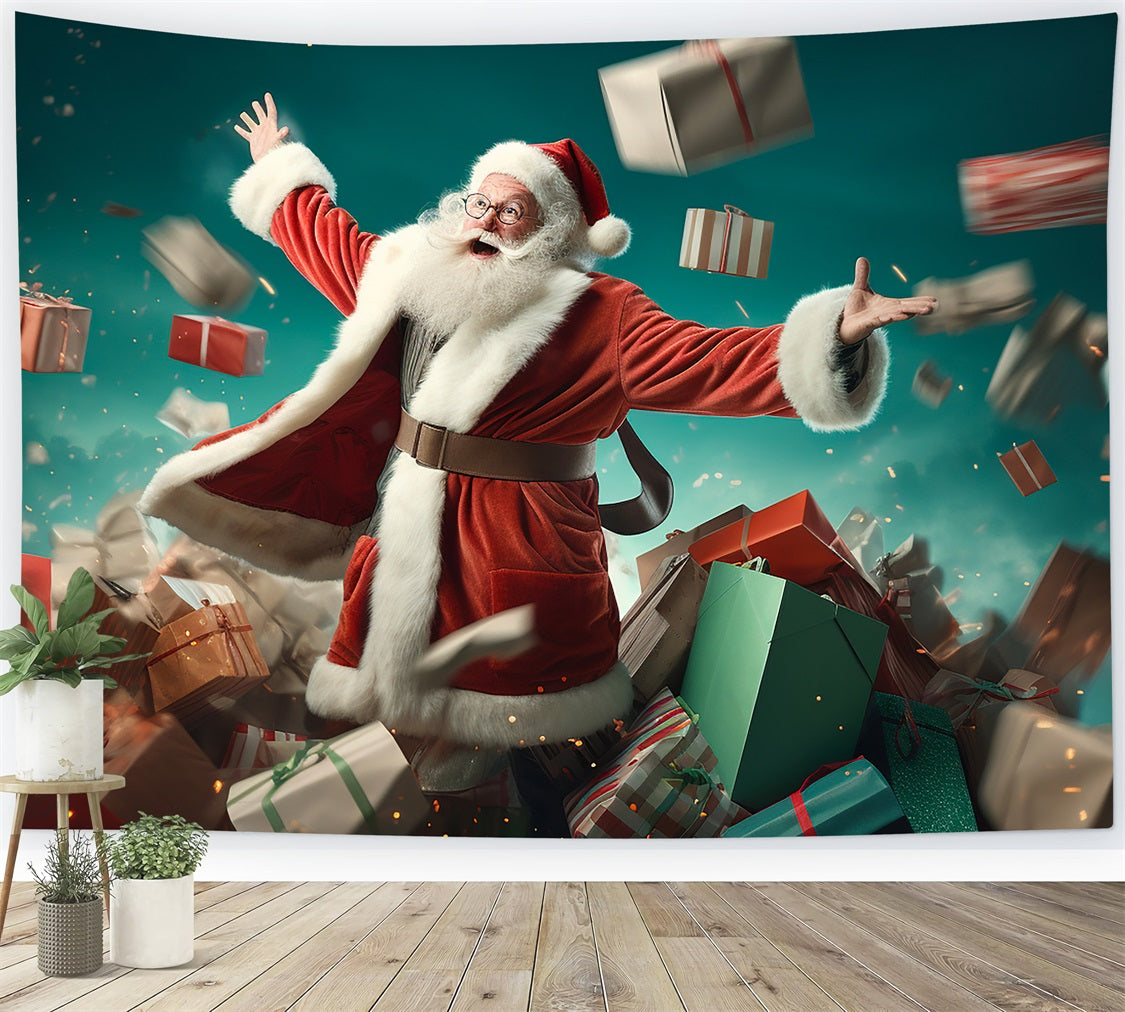 Toile de fond Père Noël Jetant Des Cadeaux BRP11-106