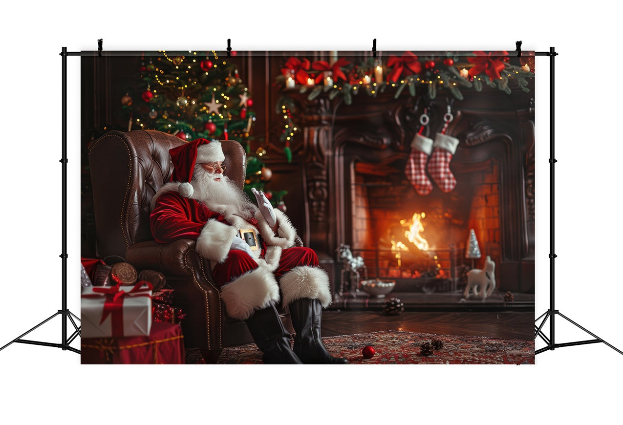 Toile de fond Père Noël Cheminée Conviviale BRP11-110