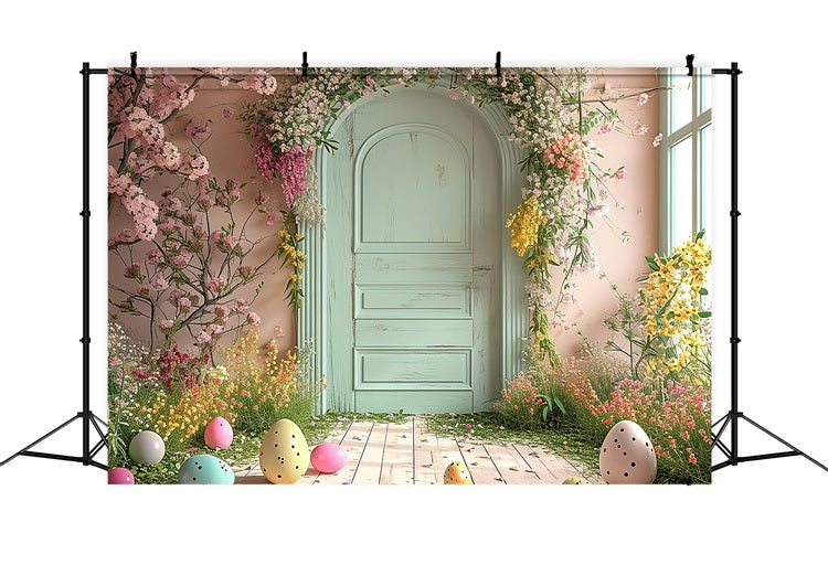 Toile de Fond Idées Pâques Œufs Menthe Porte Fleurs BRP11-340