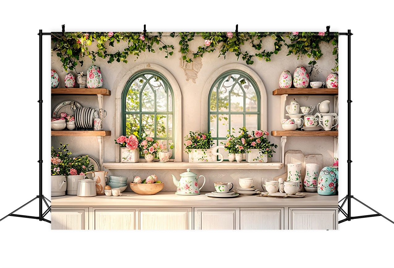 Toile de Fond Pâques Fenêtre Cuisine Roses BRP11-345