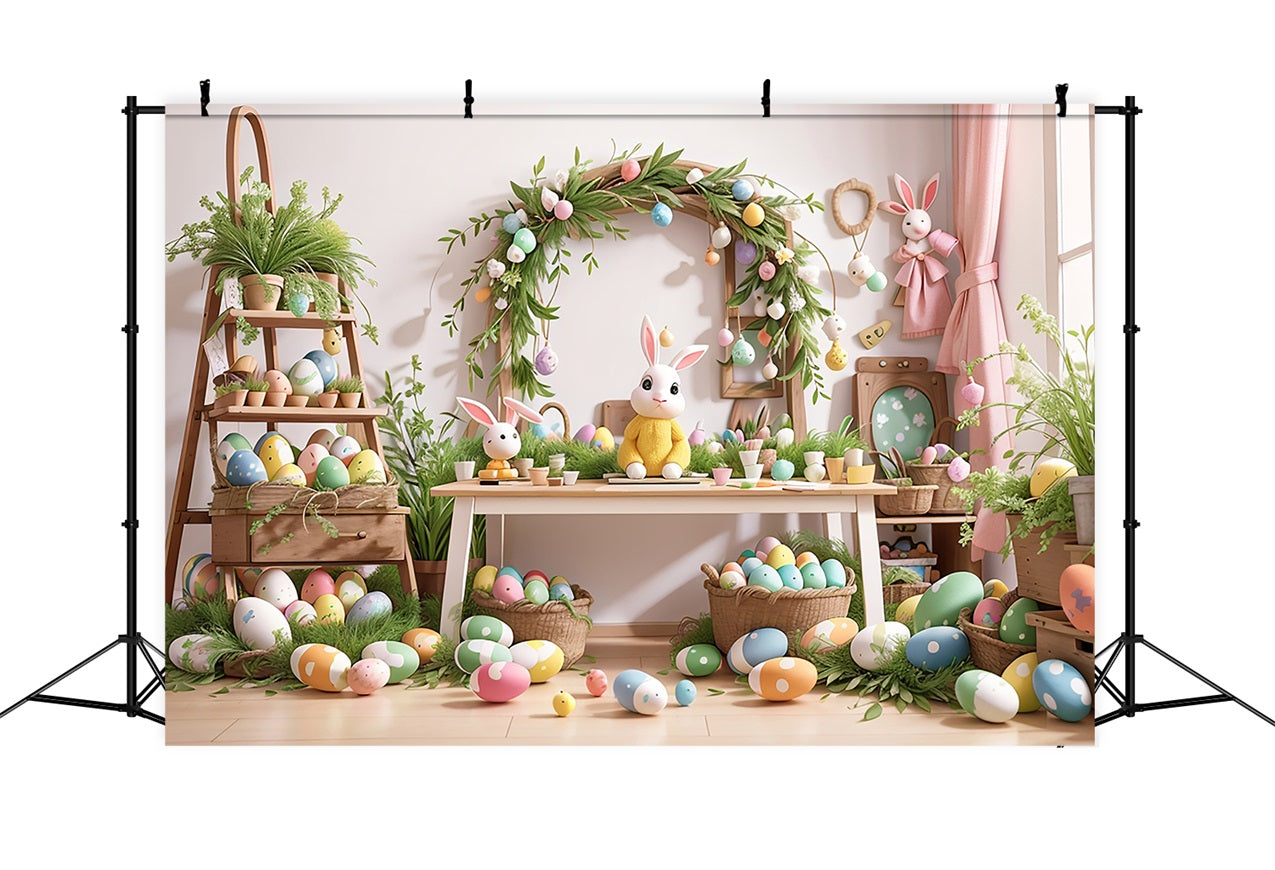 Toile de Fond Pâques Lapin Décor Œuf sur Table BRP11-351