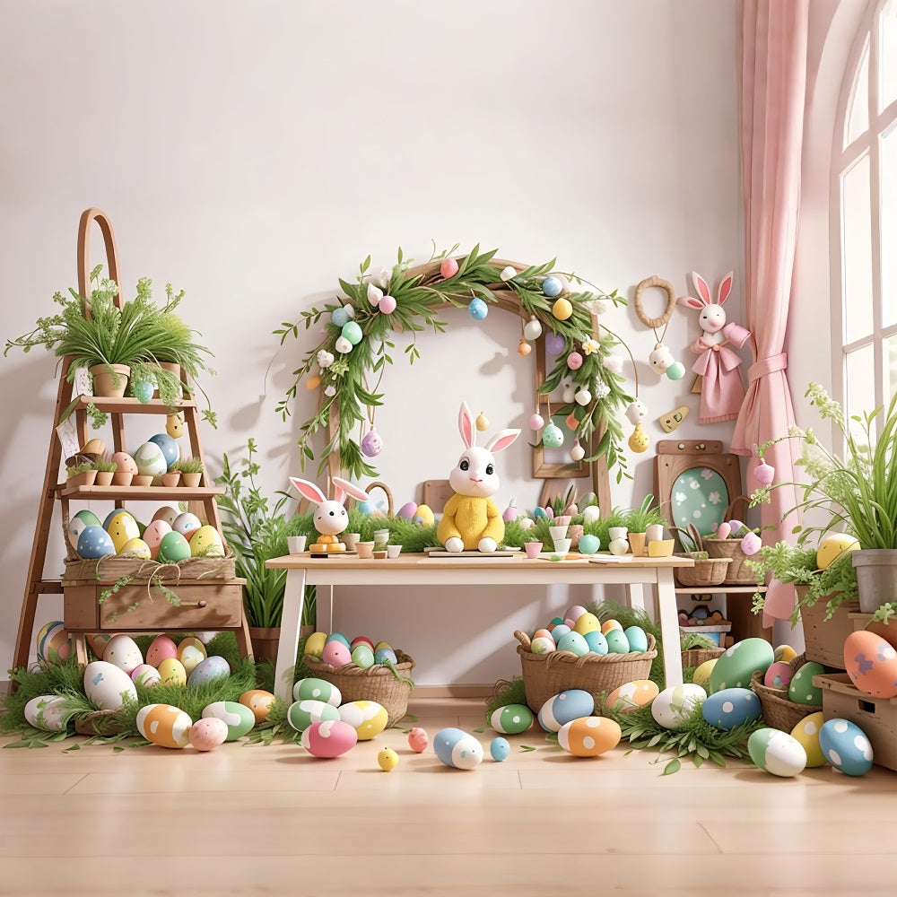 Toile de Fond Pâques Lapin Décor Œuf sur Table BRP11-351