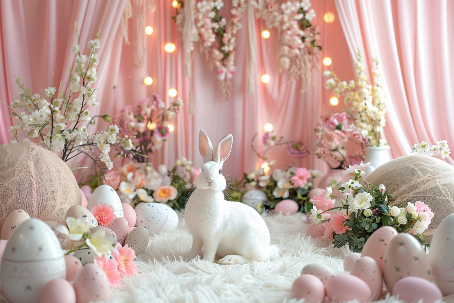 Toile de Fond Pâques Lapin Œufs Merveille Fleurs BRP11-353