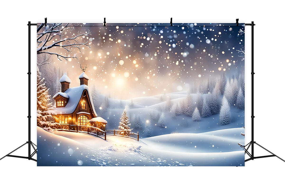 Toile de fond Hiver Chalet Neige Paysage BRP11-37