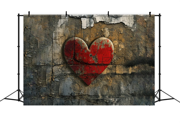 Toile de fond Saint-Valentin Photographie Mur Cœur Rouge Craqué BRP11-396
