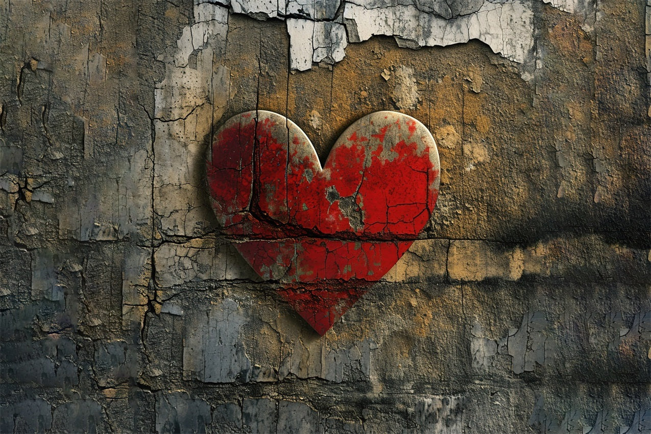 Toile de fond Saint-Valentin Photographie Mur Cœur Rouge Craqué BRP11-396