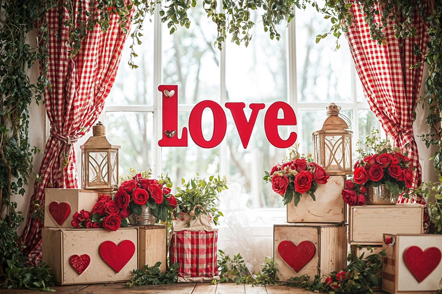 Toile de fond Saint-Valentin Décor Amour Roses Vibrantes BRP11-417