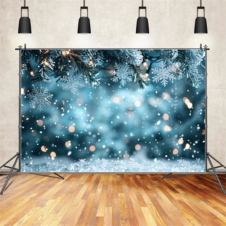 Toile de fond Hiver Arbre Lumières Flocons de Neige BRP11-458