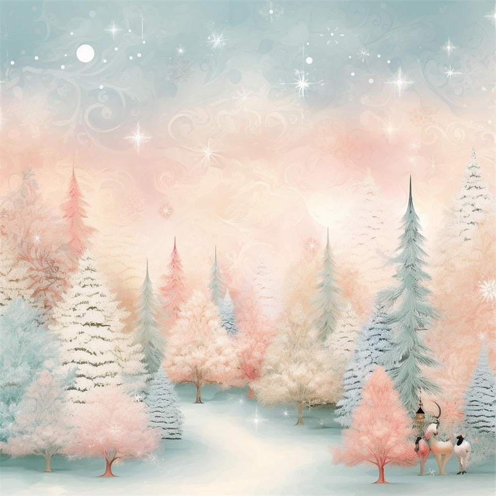 Toile de fond Hiver Forêt Rose Bleue Photographie BRP11-461