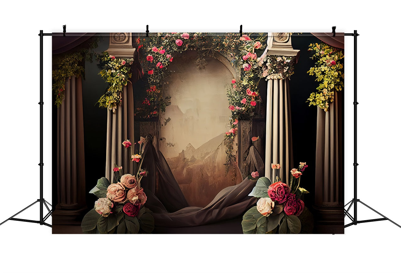 Toile de fond Photographie Vintage Arche Décor Rose BRP11-556