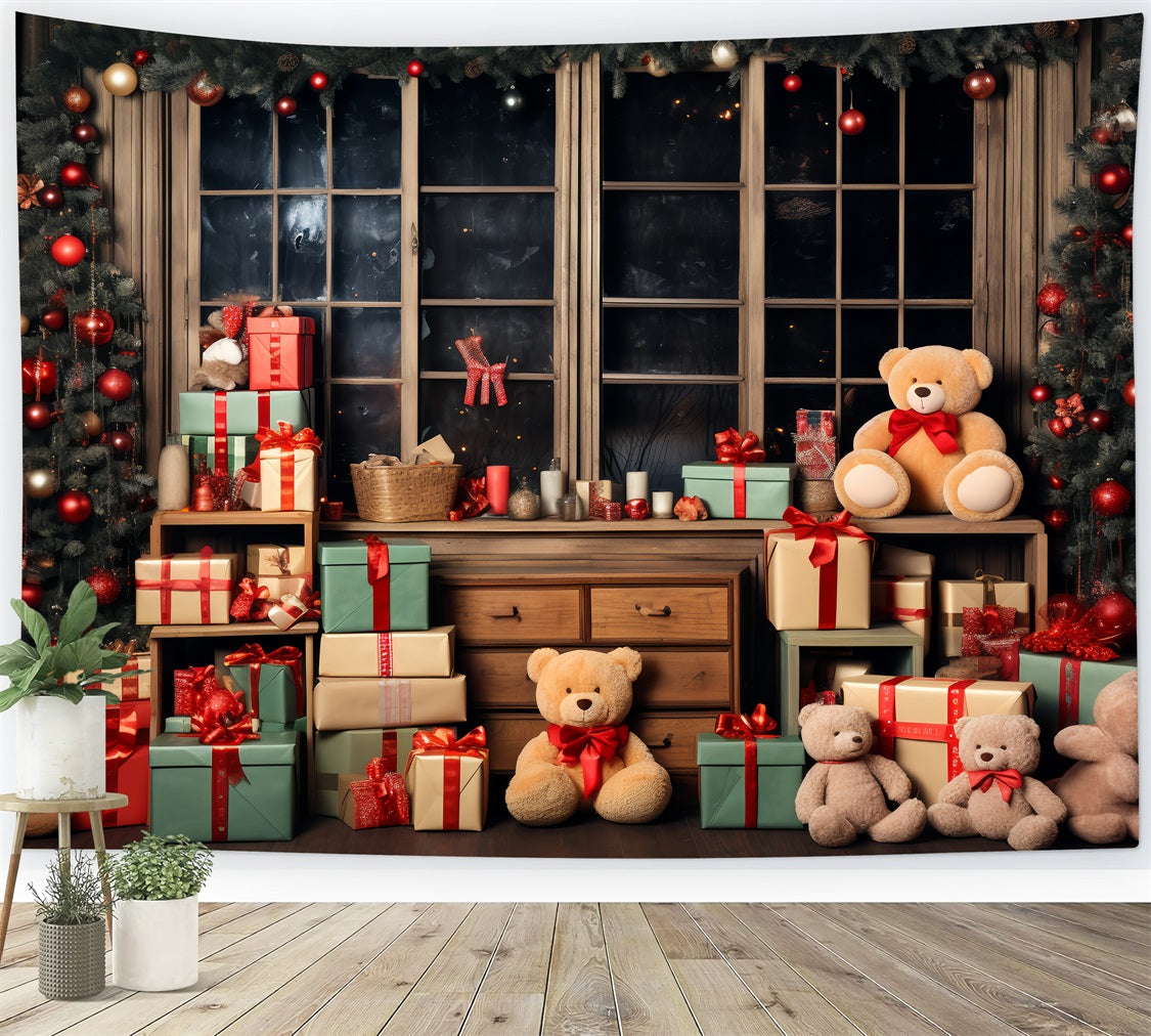 Toile De Fond Noël Atelier Du Père Noël Cadeaux Enchantés BRP11-80