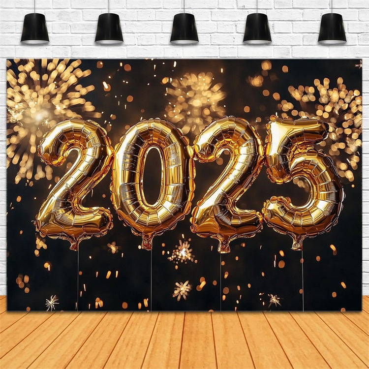 Toile de fond Nouvel An 2025 Décor Ballons Dorés BRP12-107