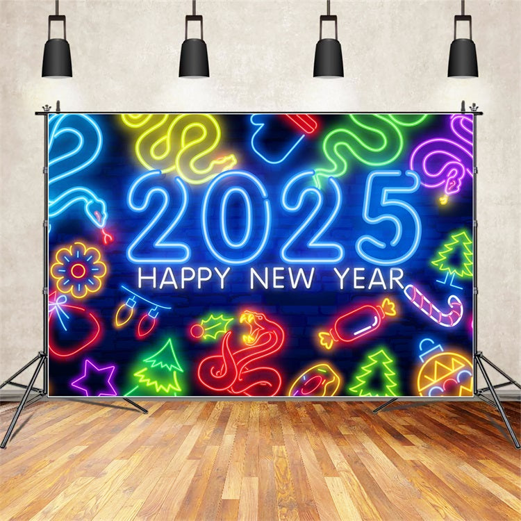 Toile de fond Bonne Année 2025 Célébration Néon BRP12-109