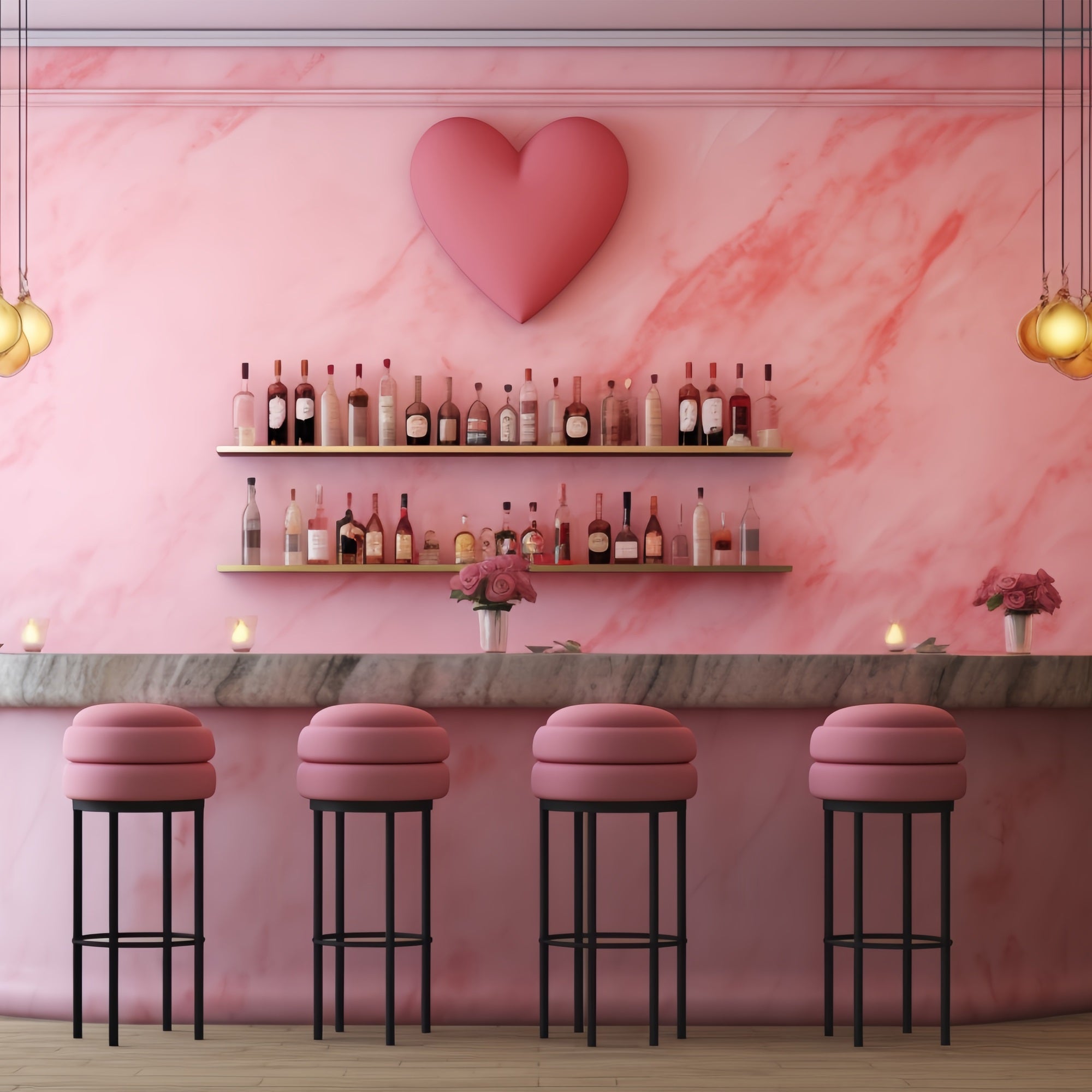 Toile de fond Photographie Saint-Valentin Bar Cœur Rose BRP12-197