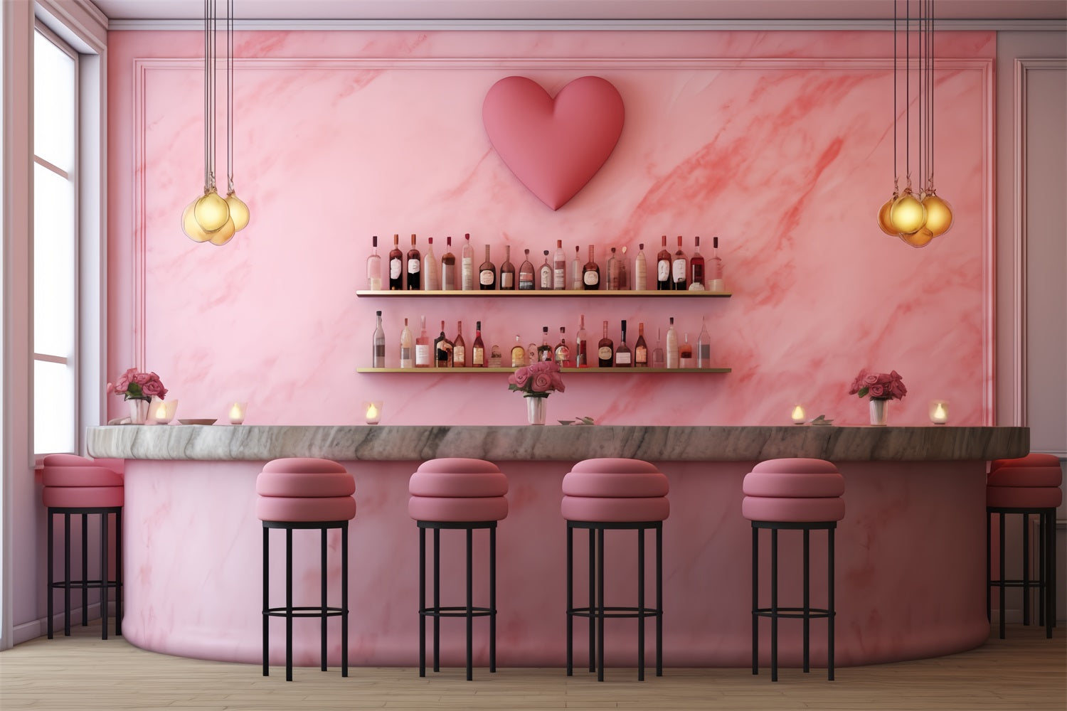 Toile de fond Photographie Saint-Valentin Bar Cœur Rose BRP12-197