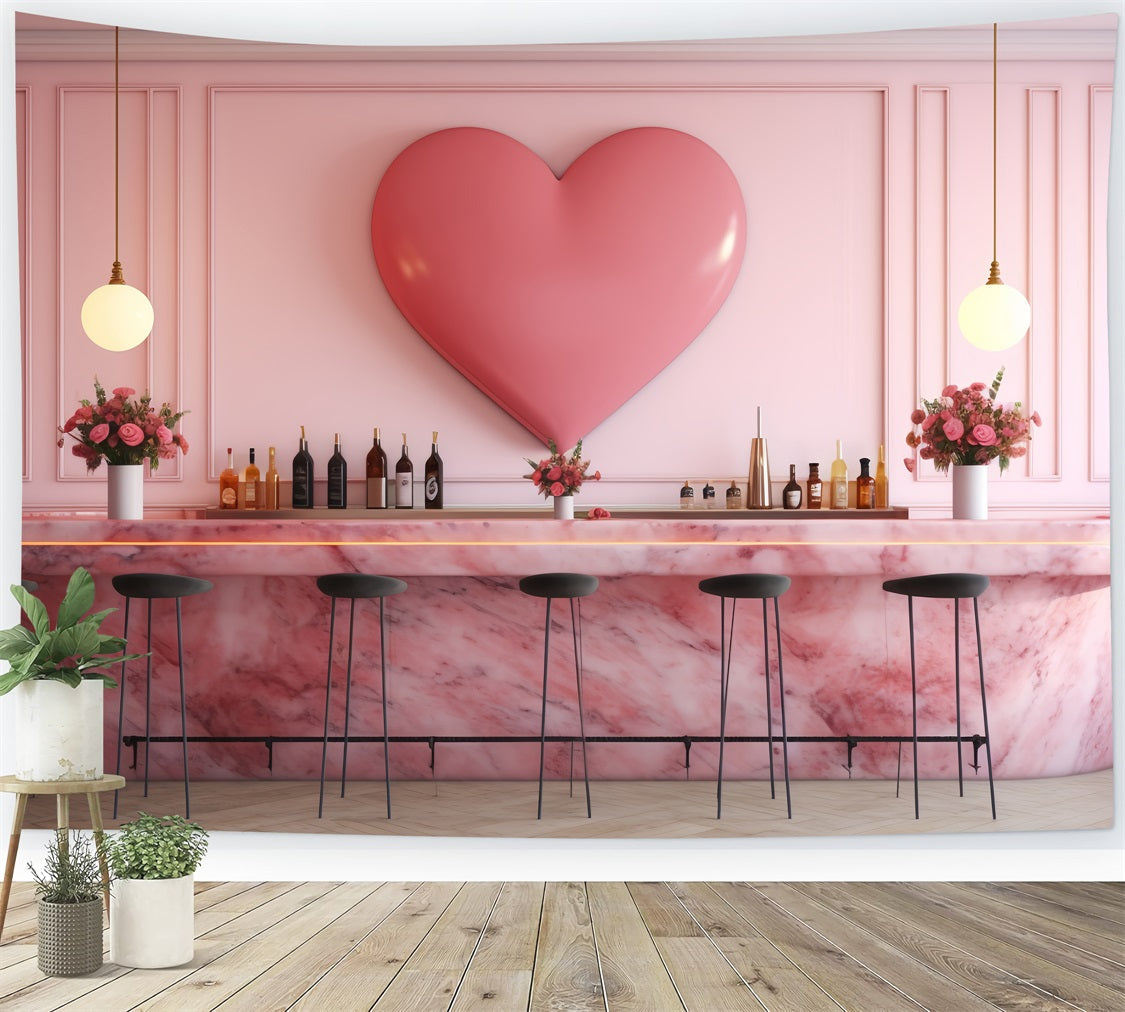 Toile de fond Photographie Saint-Valentin Scène de Bar Cœur Rose BRP12-198