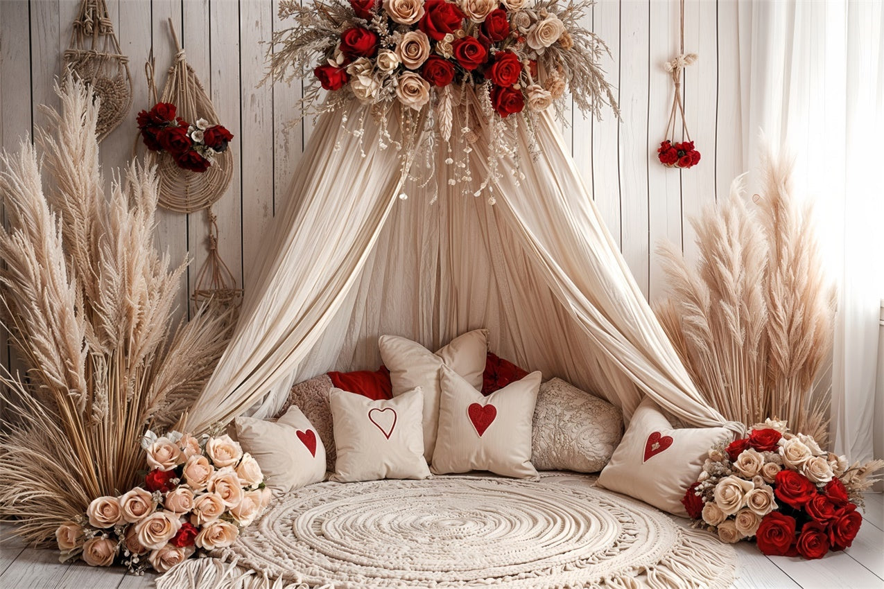 Toile de fond Photographie Saint-Valentin Canopée Bohème Décor de Rose BRP12-254