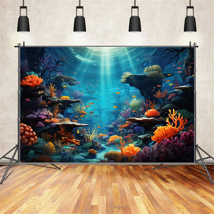 Toile de fond Sirène Thème Ravin Aquatique Vibrant Plantes de Corail BRP12-60