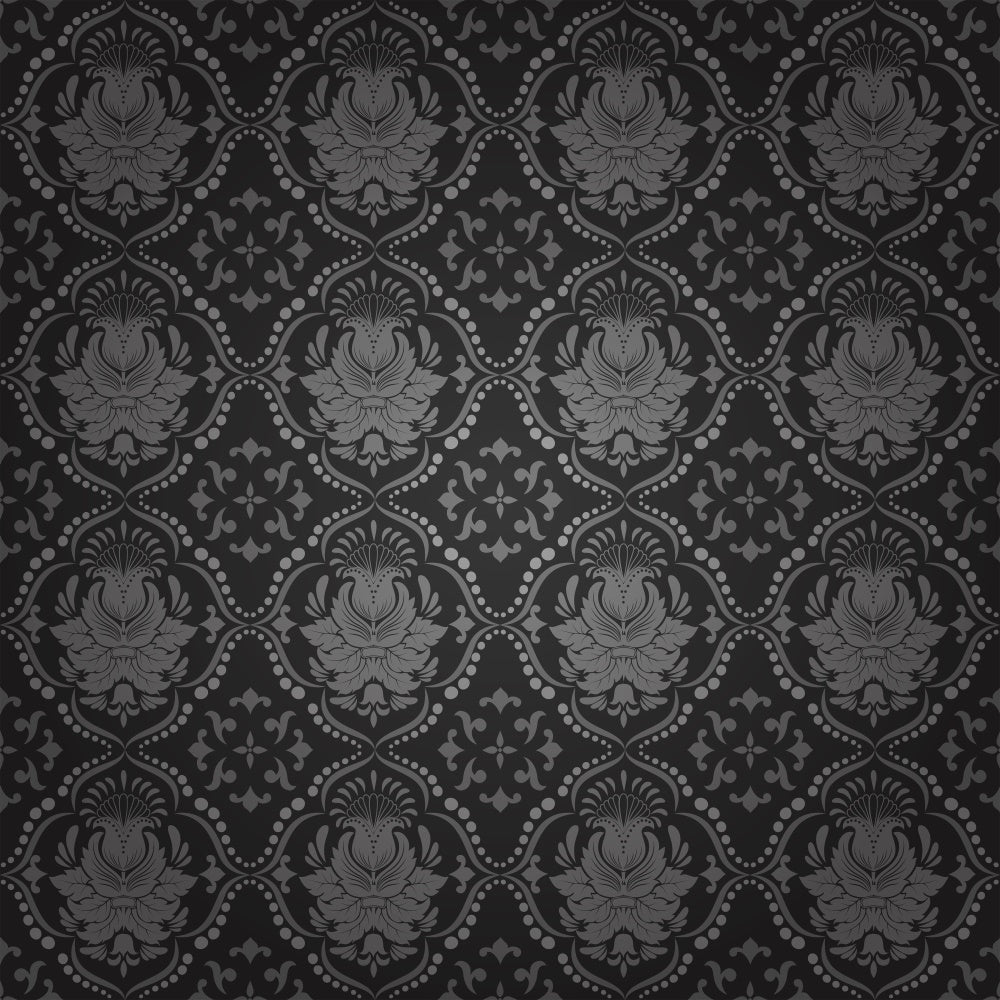 Toile de fond Damassé Gris Motif Floral Orné BRP12-626