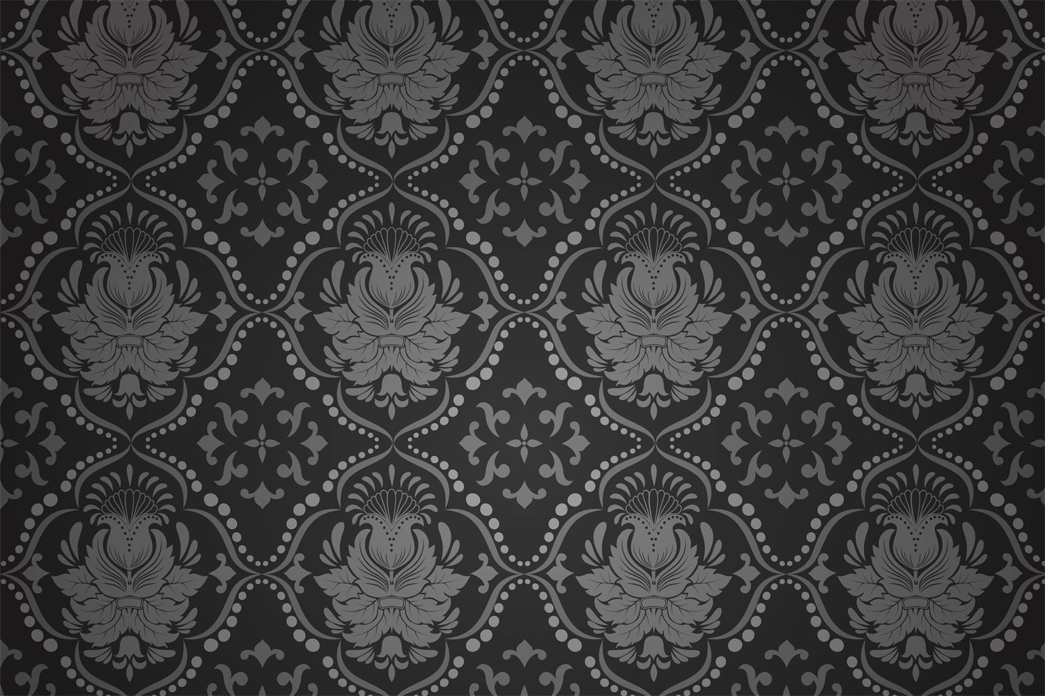 Toile de fond Damassé Gris Motif Floral Orné BRP12-626